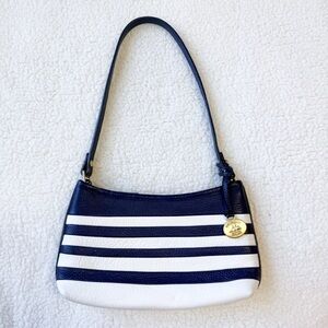 Brahmin Vintage Navy And White Leather Nautical Mini Shoulder Bag EUC